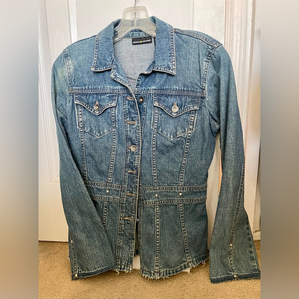 Retro DKNY Jean Jacket. Size S with a stylish fit and added micro studs.